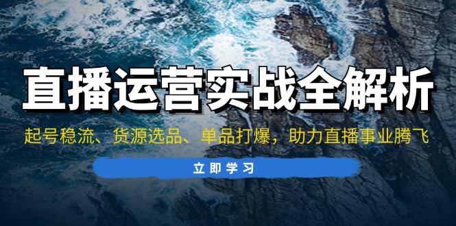 直播运营实战全解析：起号稳流、货源选品、单品打爆，助力直播事业腾飞-云网创