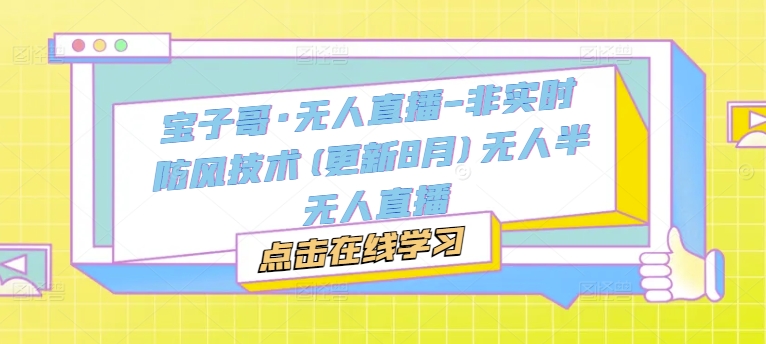 宝子哥·无人直播-非实时防风技术(更新25年5月)无人半无人直播-云网创
