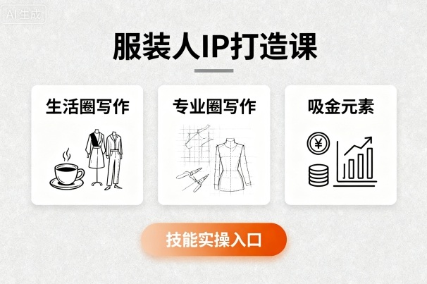 服装人IP打造课，文案创富+生活圈写作+专业圈写作+服装人专属+吸金元素+技能实操-云网创