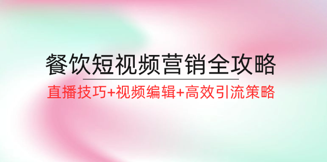 餐饮短视频营销全攻略：直播技巧+视频编辑+高效引流策略-云网创