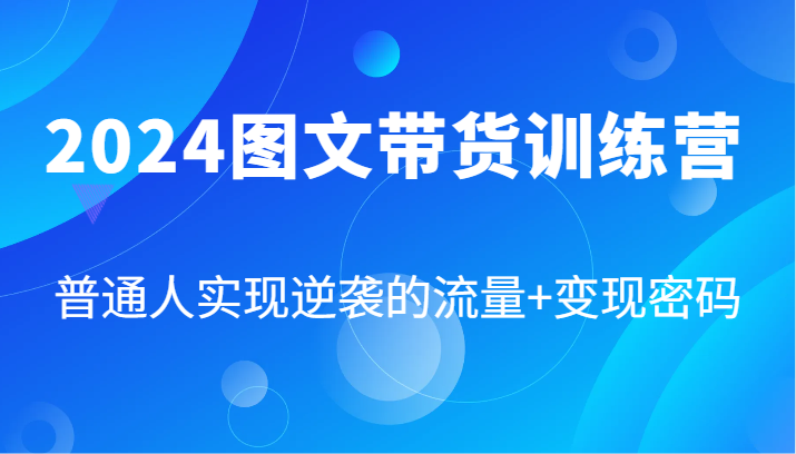 2024图文带货训练营，普通人实现逆袭的流量+变现密码(87节课)-云网创