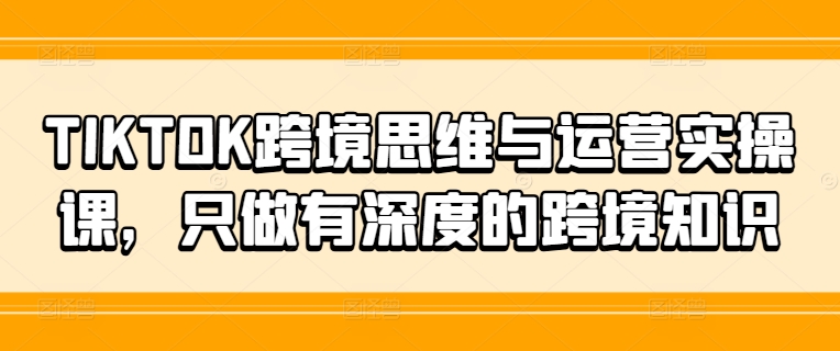 TIKTOK跨境思维与运营实操课，只做有深度的跨境知识-云网创