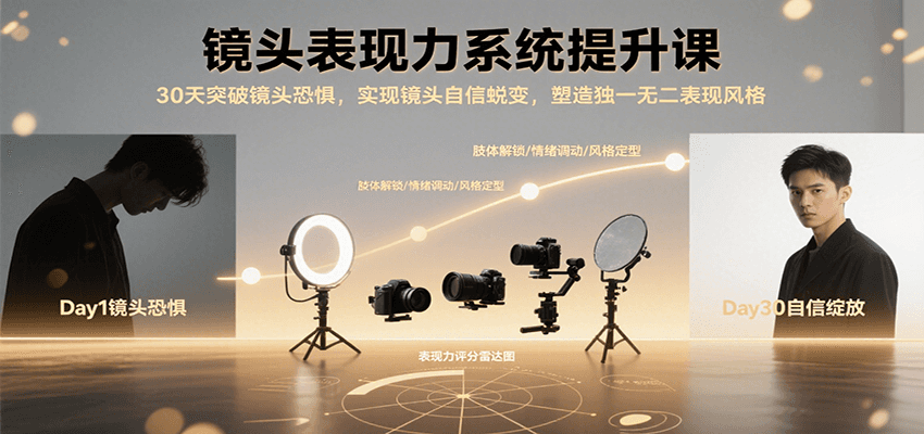 镜头表现力系统提升课，30天突破镜头恐惧实现自信蜕变，塑造独一无二表现风格-云网创