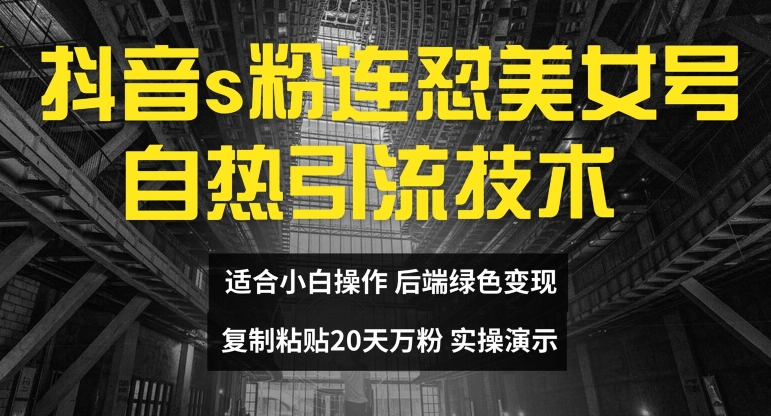 抖音s粉连怼美女号自热引流技术复制粘贴，20天万粉账号，无需实名制，矩阵操作【揭秘】-云网创