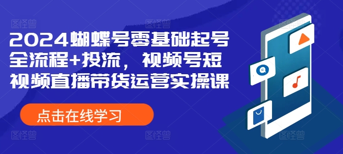 2024蝴蝶号零基础起号全流程+投流，视频号短视频直播带货运营实操课-云网创