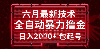 六月最新技术全自动暴力撸金，稳定日入2k+包起号，长期稳定【揭秘】-云网创