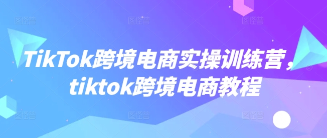 TikTok跨境电商实操训练营,tiktok跨境电商教程
