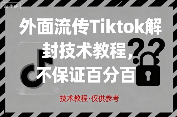 外面流传Tiktok解封技术教程，不保证百分百，具体自测-云网创