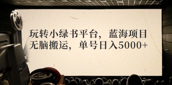 玩转小绿书平台，蓝海项目，无脑搬运，单号日入5000+-云网创