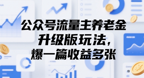 公众号流量主养老金升级版玩法，爆一篇收益多张-云网创