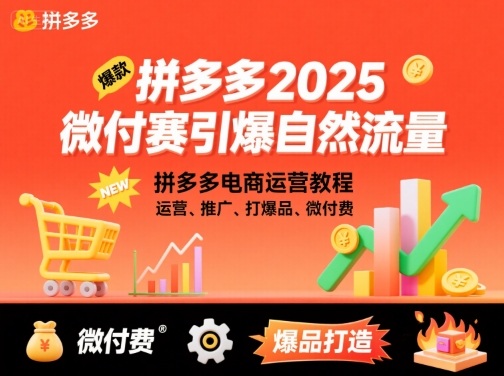 拼多多2025微付赛引爆自然流量，拼多多电商运营教程，运营、推广、打爆品、微付费-云网创