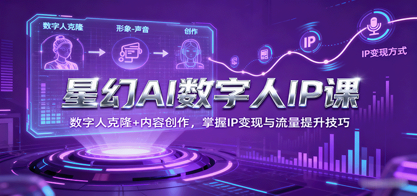 星幻AI数字人IP课，数字人克隆+内容创作，掌握IP变现与流量提升技巧-云网创
