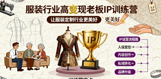 服装行业高变现老板IP训练营，让服装定制行业更美好-云网创