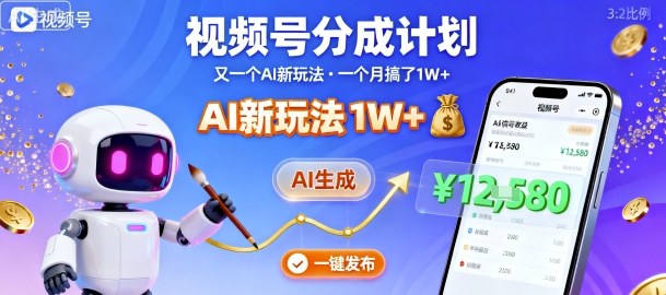 视频号分成计划:又一个AI新玩法,一个月搞了1W+,纯AI生成,一键发布即可