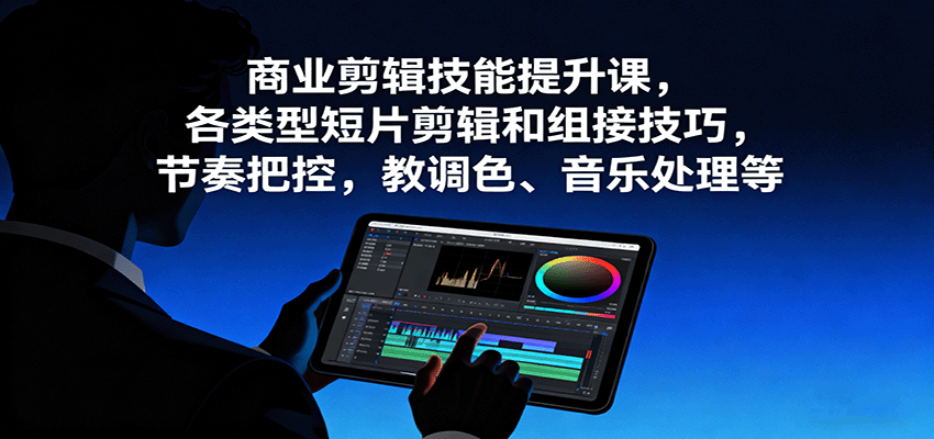 商业剪辑技能提升课，各类型短片剪辑和组接技巧，节奏把控，教调色、音乐处理等-云网创