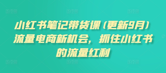 小红书笔记带货课(更新25年9月)流量电商新机会,抓住小红书的流量红利