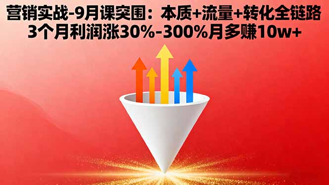 营销实战-9月突围课:本质+流量+转化全链路 3个月利润涨30%-300%月多赚10w+-云网创