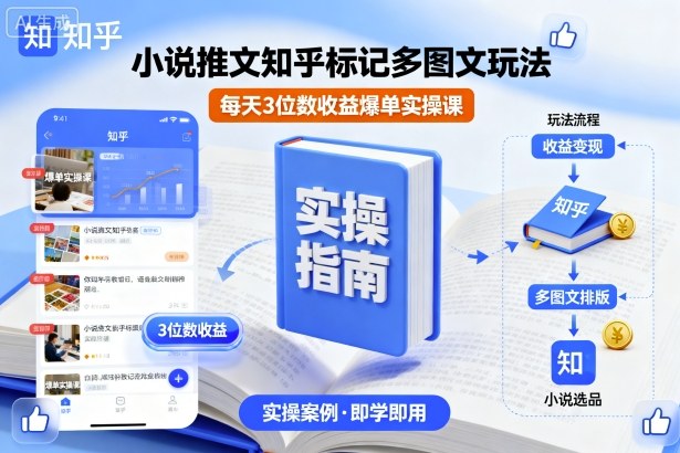 小说推文知乎标记多图文玩法，每天3位数收益爆单实操课-云网创