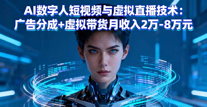 AI数字人短视频与虚拟直播技术：广告分成+虚拟带货月收入2万-8万元-云网创