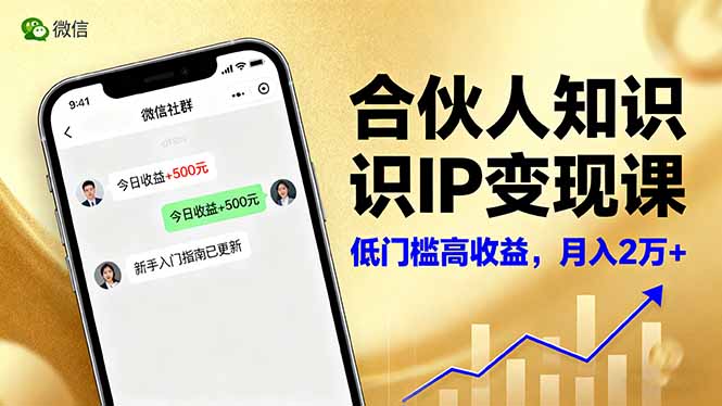 合伙人知识IP变现课，微信生态,内容创作与爆款打造,全网引流，新手月入2w+-云网创