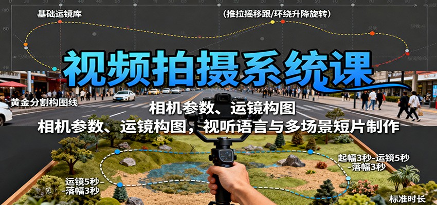 视频拍摄系统课：相机参数、运镜构图，视听语言与多场景短片制作-云网创