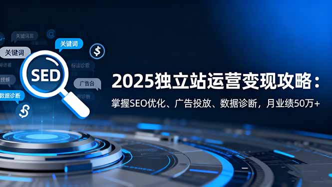 2025独立站运营变现攻略：掌握SEO优化、广告投放、数据诊断，月业绩50万+-云网创