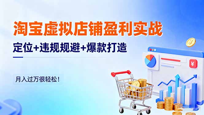 淘宝虚拟店铺盈利实战：定位+违规规避+爆款打造，月入过万很轻松！-云网创