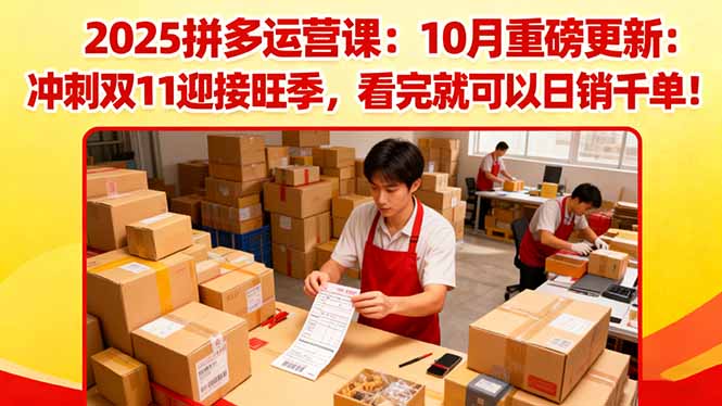 2025拼多多运营课：10月重磅更新：冲刺双11迎接旺季，看完就可以日销千单-云网创