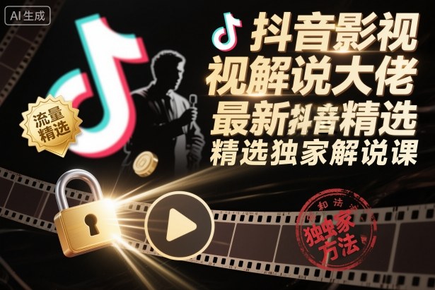 抖音影视解说大佬最新抖音进精选和独家方法，精选独家解说课-云网创