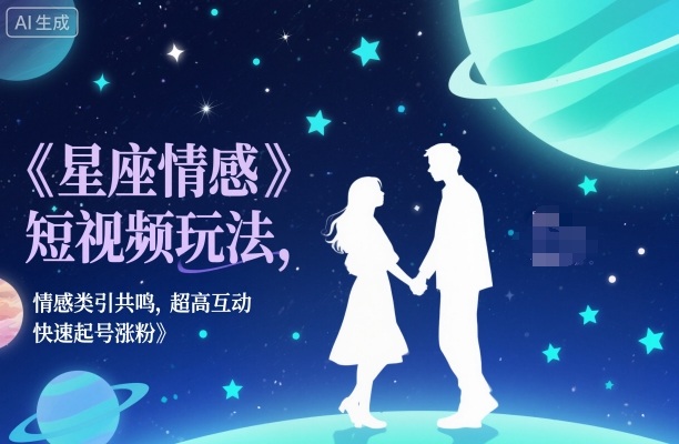 星座情感短视频玩法，情感类引共鸣，超高互动，快速起号涨粉-云网创