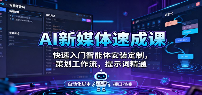 AI新媒体速成课：快速入门智能体安装定制，策划工作流，提示词精通-云网创