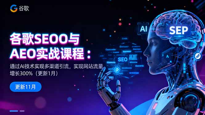谷歌SEO与AEO实战课程：通过AI技术实现多渠道引流，实现网站流量增长300%-云网创