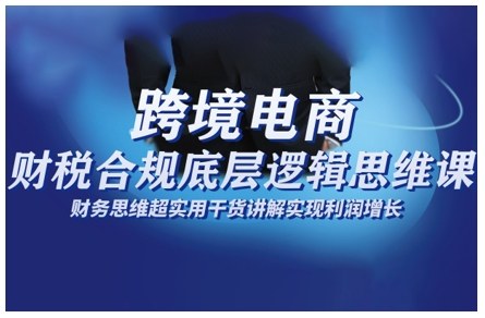 跨境电商财稅合规底层逻辑思维课，财务思维超实用于货讲解实现利润增长-云网创