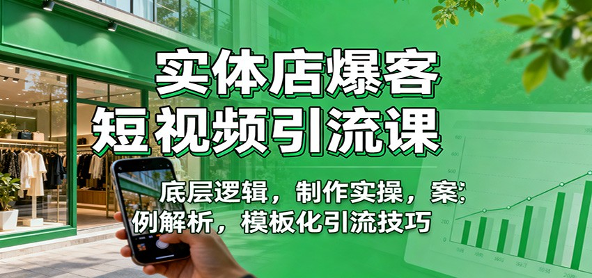 实体店爆客短视频引流课：底层逻辑，制作实操，案例解析，模板化引流技巧-云网创