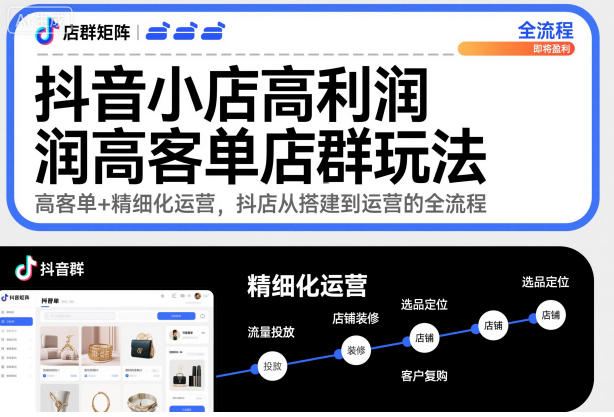 抖音小店高利润高客单店群玩法，高客单+精细化运营，抖店从搭建到运营的全流程-云网创