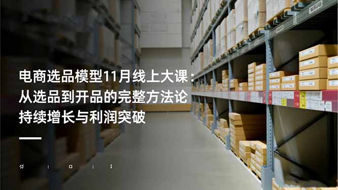 电商选品模型11月线上大课：从选品到开品的完整方法论 持续增长与利润突破-云网创