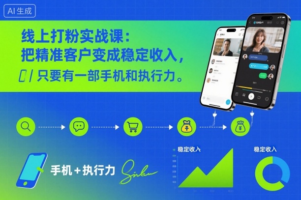 线上打粉实战课：把精准客户变成稳定收入，只要有一部手机和执行力-云网创
