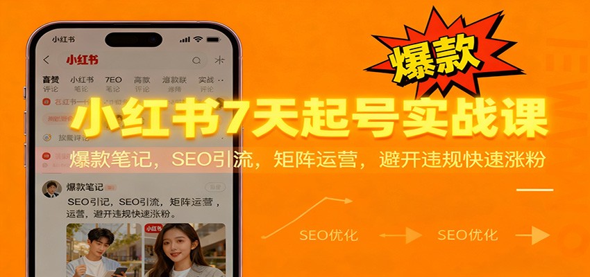 小红书7天起号实战课：爆款笔记，SEO引流，矩阵运营，避开违规快速涨粉-云网创
