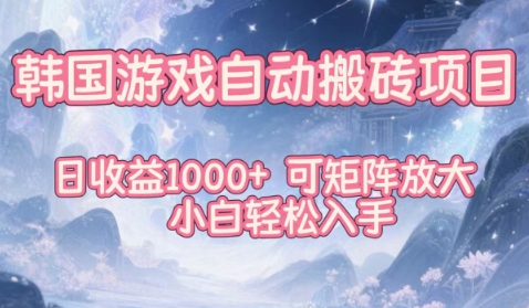 韩国游戏自动搬砖项目，日收益1k+，可矩阵放大，小白轻松入手【揭秘】-云网创