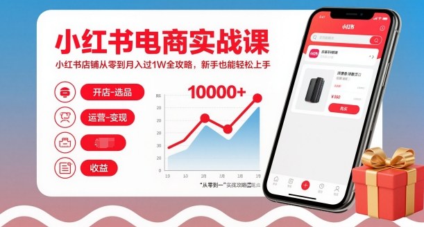 小红书电商实战课，小红书店铺从零到月入过1W全攻略，新手也能轻松上手-云网创