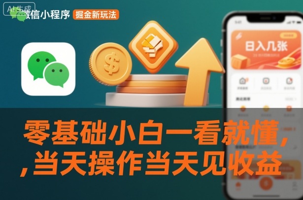 微信小程序掘金新玩法，日入几张，零基础小白一看就懂，当天操作当天见收益【揭秘】-云网创