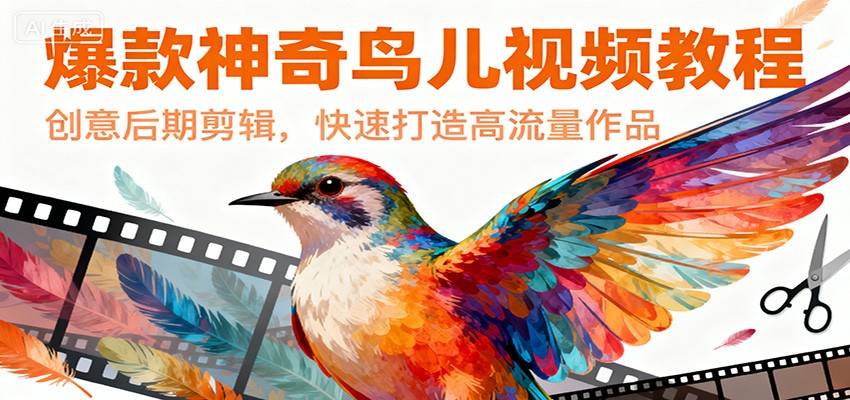爆款神奇鸟儿视频教程，创意后期剪辑，快速打造高流量作品-云网创