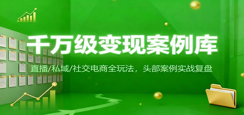 千万级变现案例库：直播/私域/社交电商全玩法，200+头部案例实战复盘-云网创