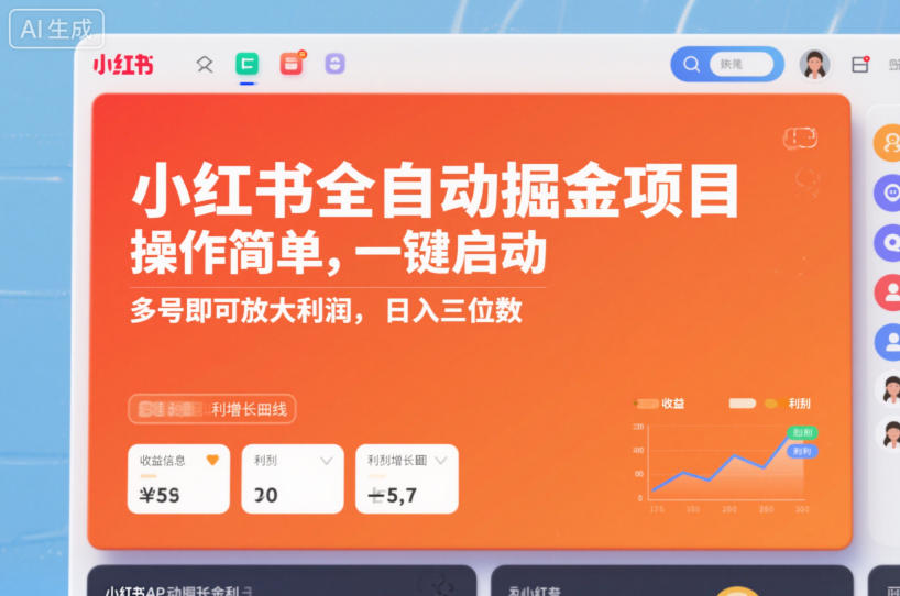 小红书全自动掘金项目,操作简单,一键启动,多号即可放大利润,日入三位数【揭秘】