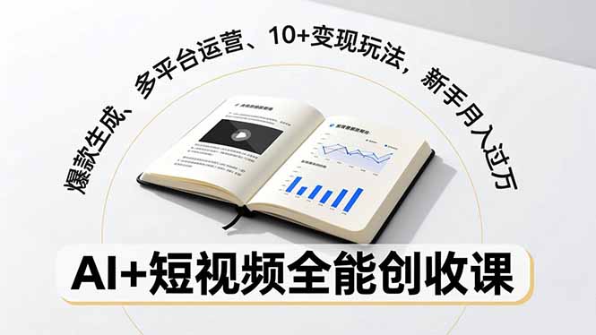 AI+短视频全能创收课，爆款生成、多平台运营、10+变现玩法，新手月入过万-云网创