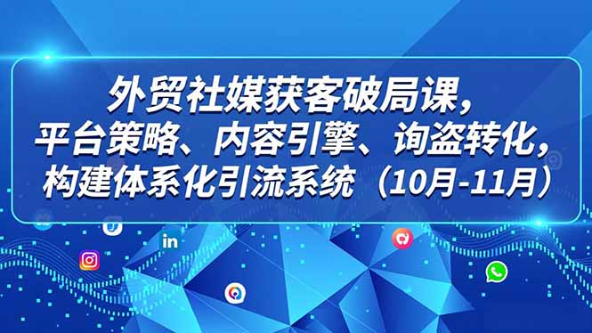外贸 社媒获客破局课，平台策略、内容引擎、询盘转化，构建体系化引流系统(10月-11月-云网创