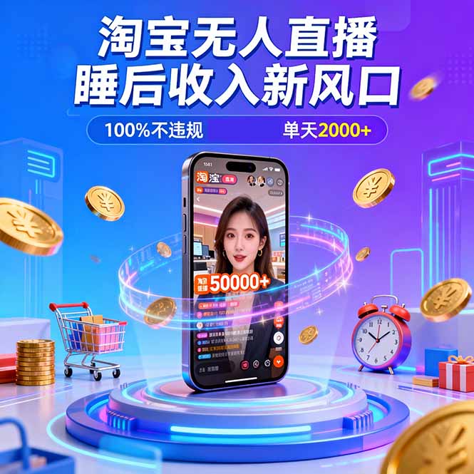 淘宝无人直播，不违规不封号，直播100小时卖了5万，年底旺季！-云网创