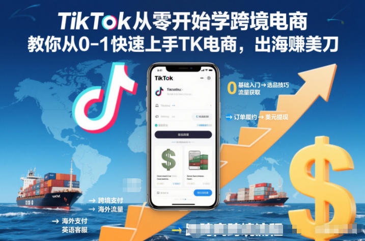 TikTok从零开始学跨境电商，教你从0-1快速上手TK电商，出海賺美刀-云网创
