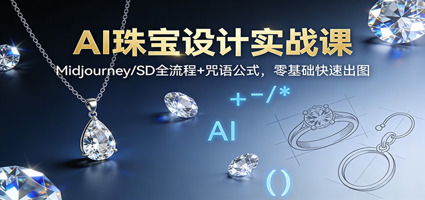 AI珠宝设计实战课：Midjourney/SD全流程+咒语公式，零基础快速出图-云网创