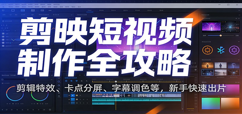 剪映短视频制作全攻略：剪辑特效、卡点分屏、字幕调色等，新手快速出片-云网创